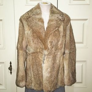 Kamal LA NY Natural Rabbit Open Front Fur Coat